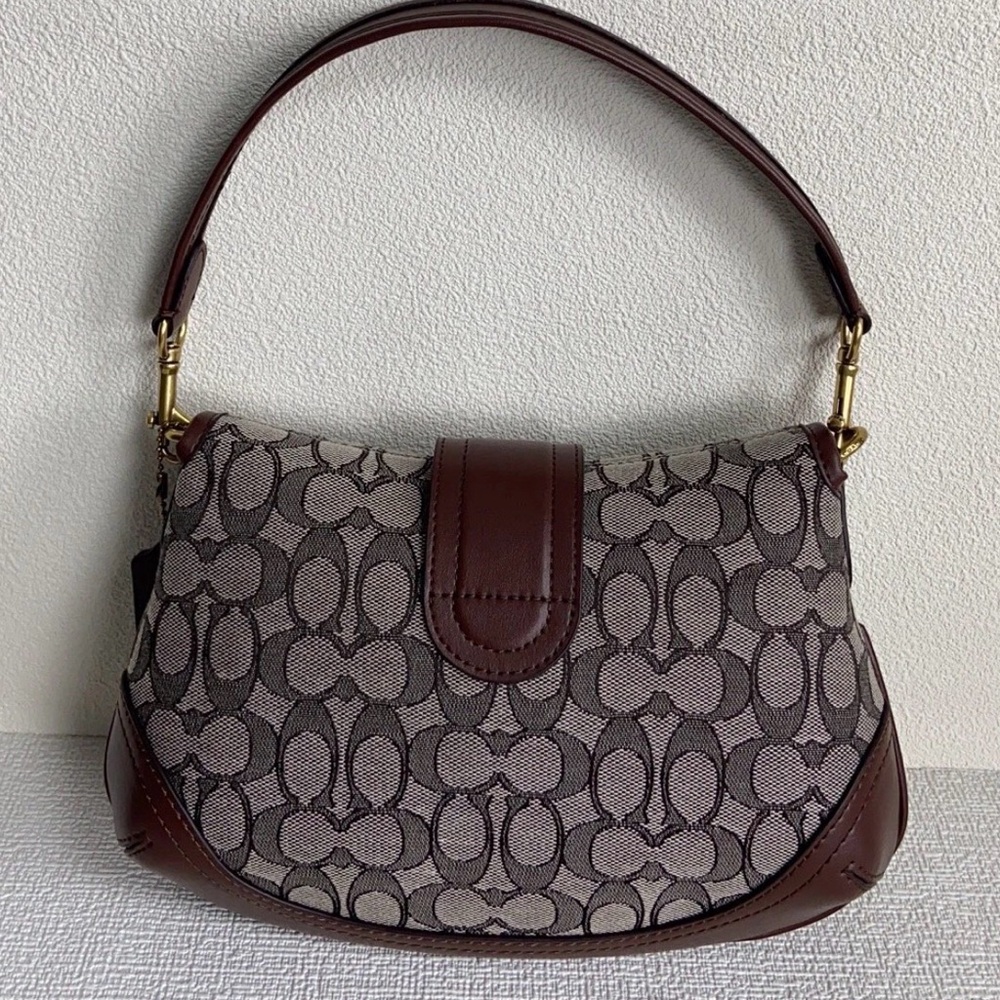 Coach Brown and Tan Signature Shoulder Bag - Picture 4 of 14